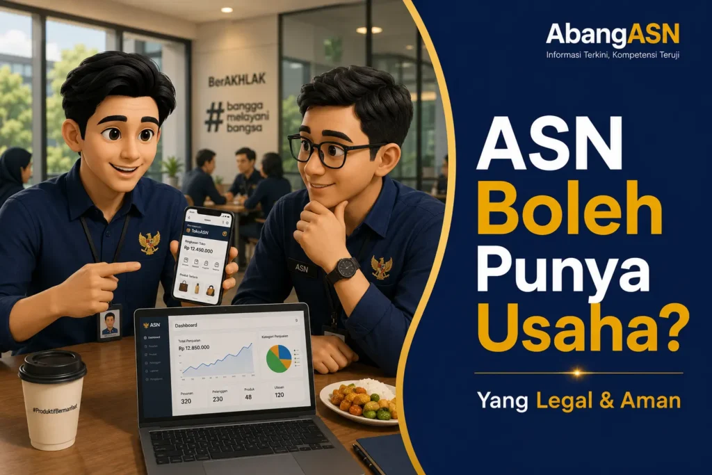 ASN sedang berdiskusi tentang usaha sampingan dan peluang bisnis saat jam istirahat kantor