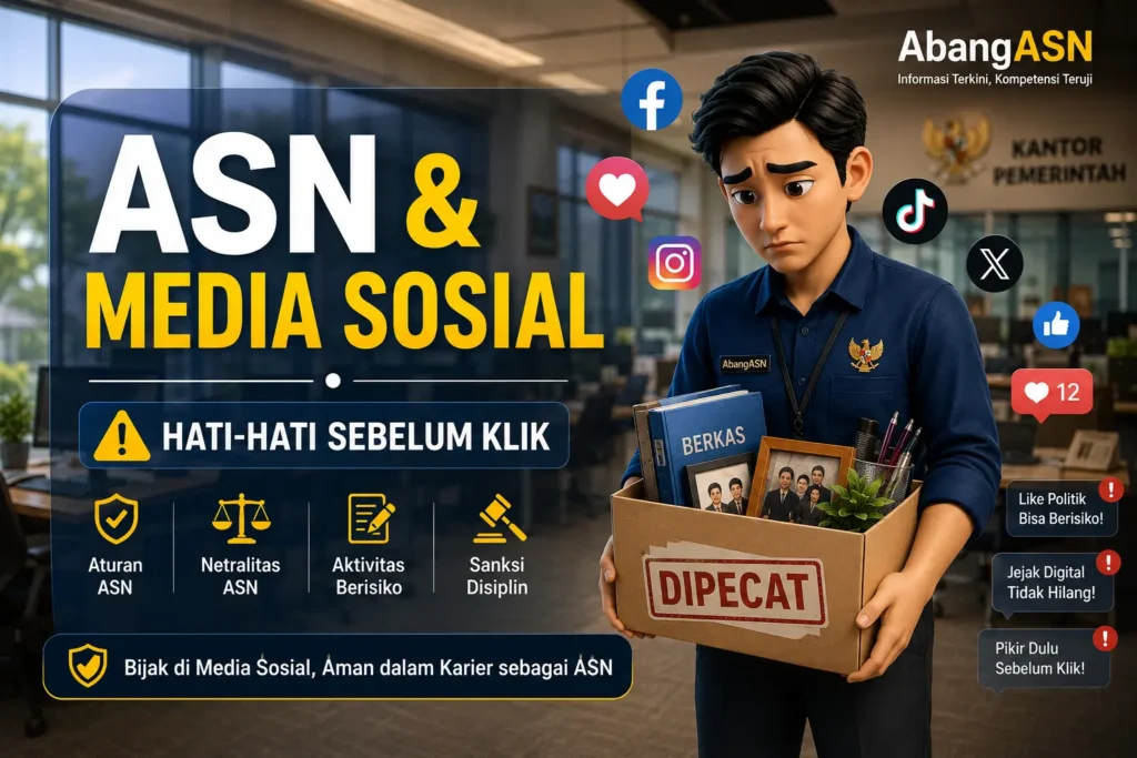 Ilustrasi ASN yang bijak menggunakan media sosial agar terhindar dari sanksi disiplin dan pelanggaran netralitas ASN.