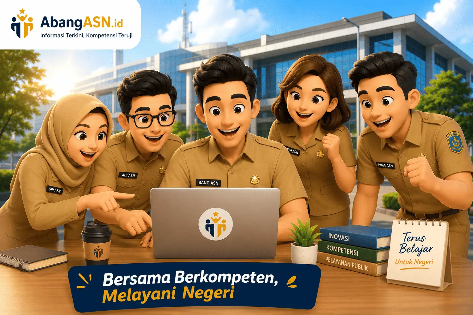 Kebersamaan para pegawai kantor yang ceria dan siap untuk belajar serta bertumbuh bersama di platform digital baru.